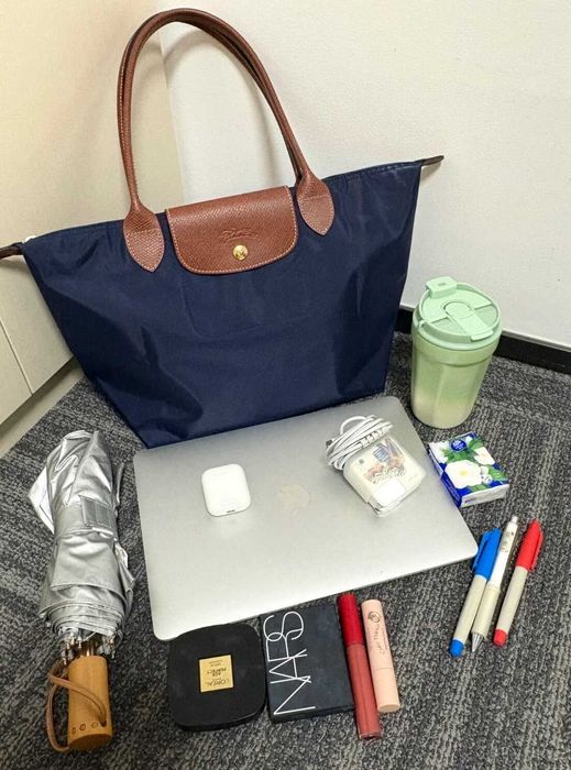 Torba Damska Longchamp_Le_Pliage_Nylon_Skóra_blue