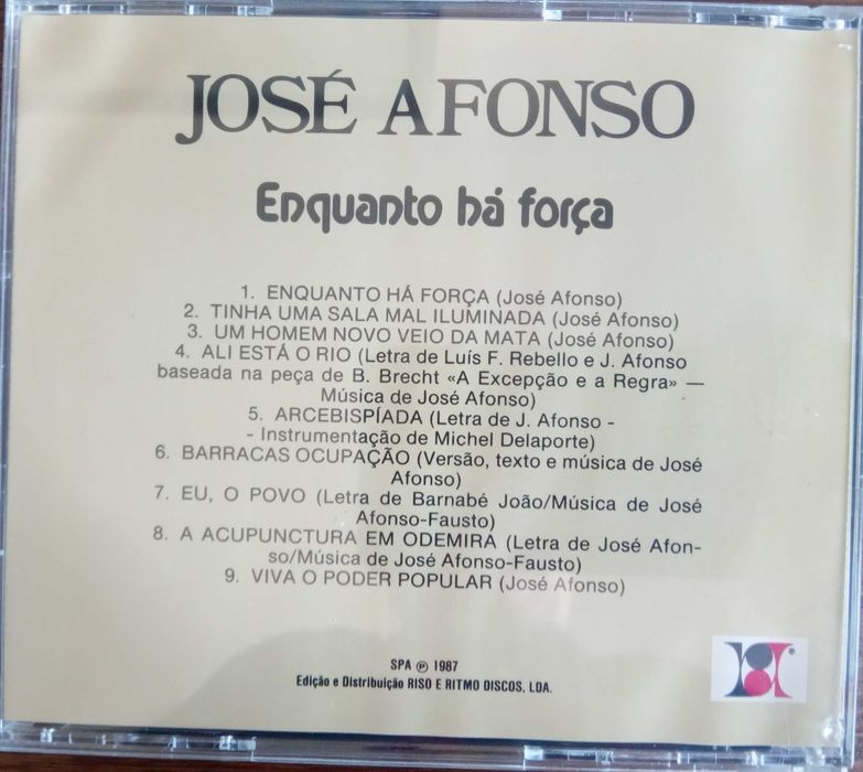 José Afonso	- - - - -		Enquanto Há Força	- - - - -	CD