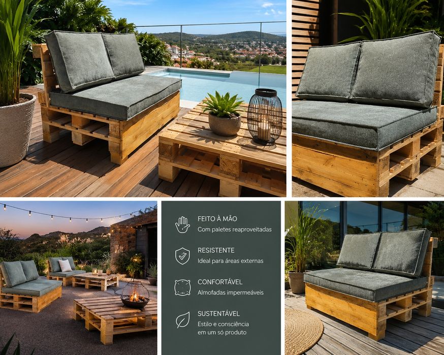 Sofá em Paletes Novo para Jardim/Terraço