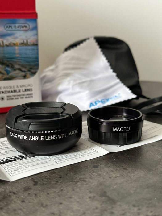 Apexel Лінза для телефону 2 в 1 - 0,45 WM Phone Lens (Ширококутна + Макро)