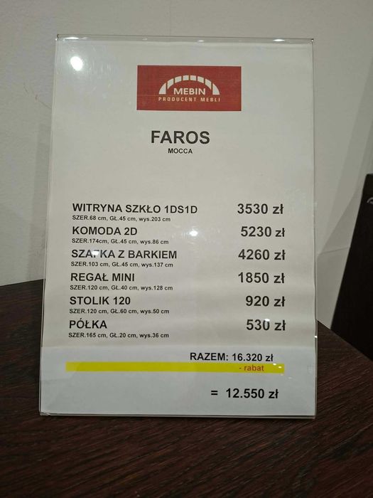 Mebin Faros - wyprzedaż ekspozycji.