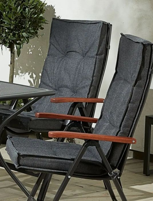 Conjunto 6 Coxins de jardim cadeira reclinável REBSENGE cinzento escur