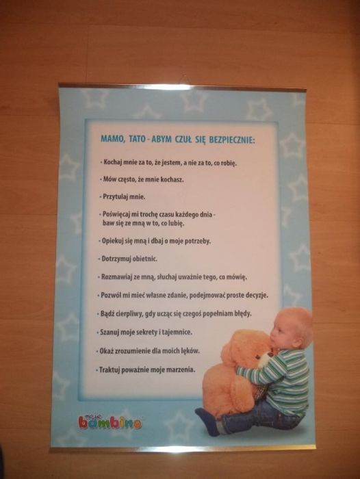 Moje Bambino - Mamo, tato - abym czuł sie bezpiecznie- plansza