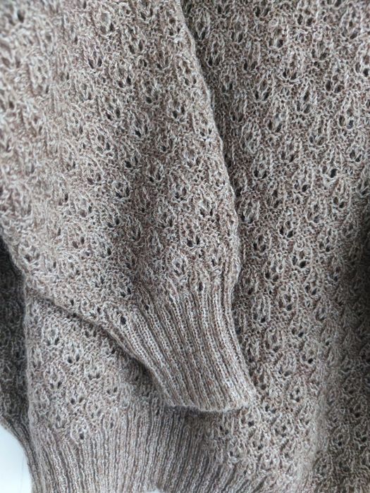 Sweter damski z dzianiny beżowy brązowy M 38 uniwersalny oversize