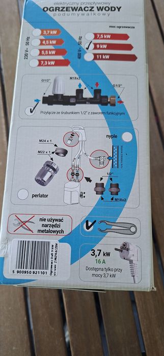 Podgrzewacz wody Dafi 9 kw, plus śrubunki,  gwarancja 3 lata