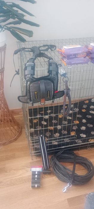 Kratka dla psa ,szelki , obroża nie używana z odblaskiem .