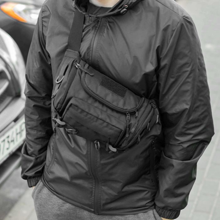 Нагрудна поясна сумка бананка тактична Armor чорна