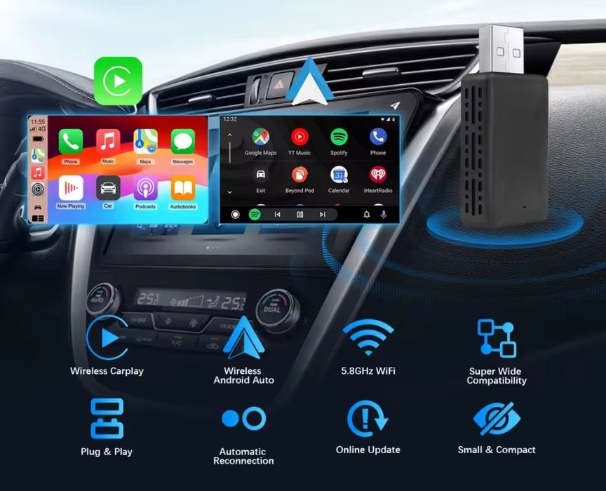 Бездротовий адаптер CarPlay, Android Auto