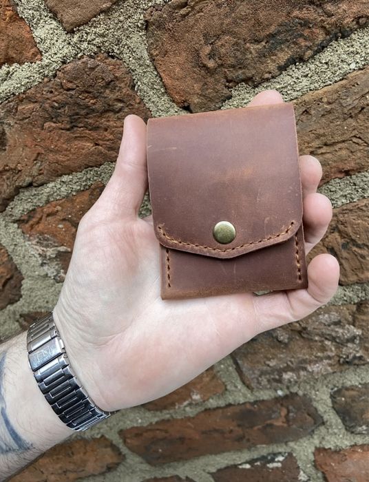 Skorzany minimalistyczny portfel unisex