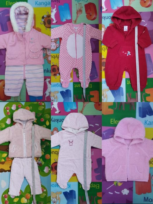 Тёплый комбинезон, бобка, ромпер, человечек, пальто на девочку, 0-3-6