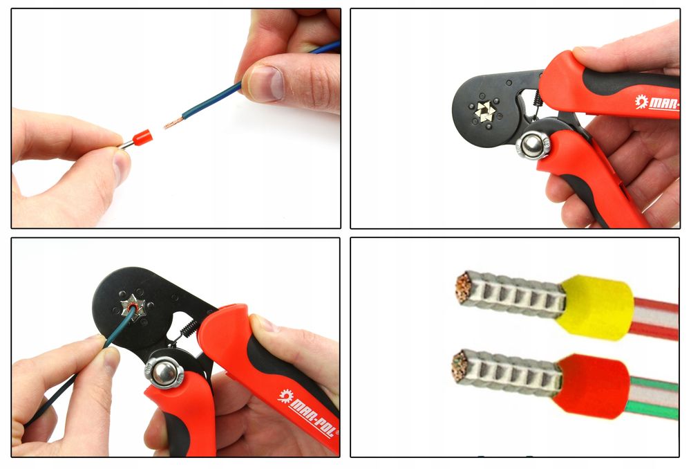 Zaciskarka Praska Konektorów Końcówek Kabli Tulejek Przewodów 6Kątna