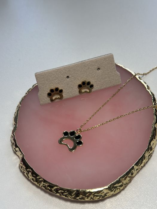 Pozłacany komplet z łapkami