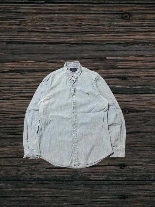 Koszula męska Ralph Lauren jasny niebieski L slimfit haft old money