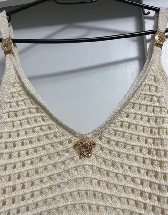 Sukienka letnia boho beżowa ecru versace