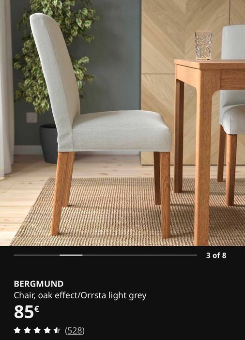 4 x cadeiras de mesa de jantar cinzento claro da IKEA BERGMUND 120€ para todos!!