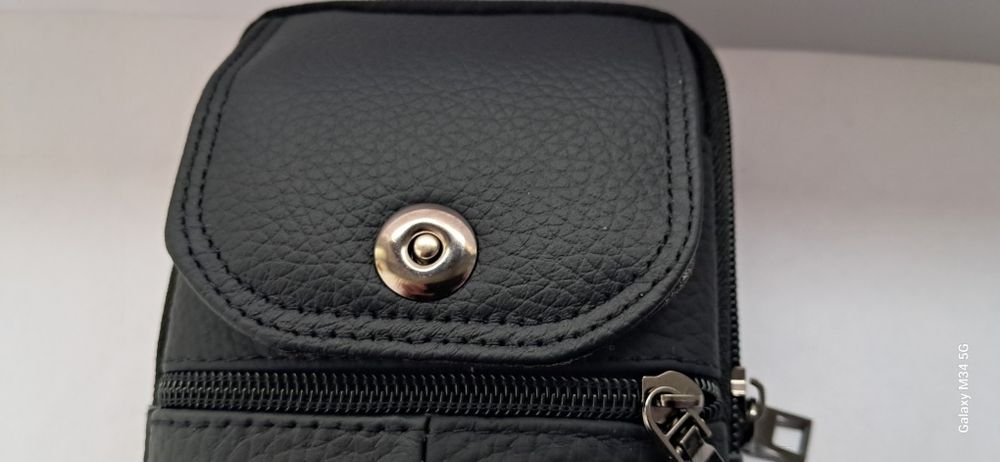 Saszetka męska ze skóry naturalnej na ramię lub do paska spodni - NOWA