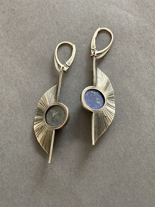 Unikatowe kolczyki srebrne z lapis lazuli
