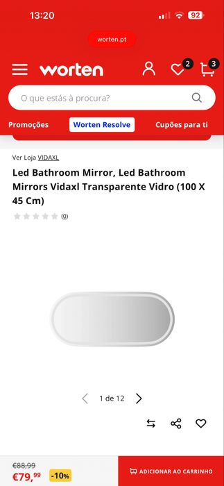 Espelho de Casa de Banho LED 100x45 cm – vidaXL