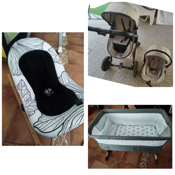 Conjunto carrinho, espreguiÇadeira e mini berço