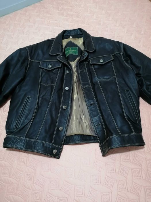 Casaco de couro genuíno