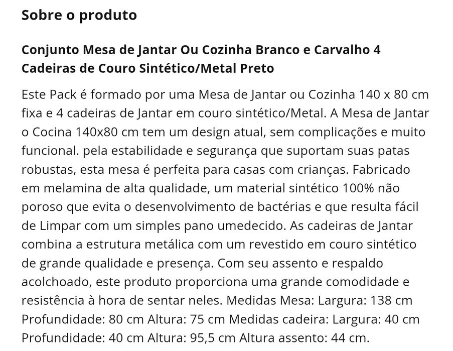 Conjunto mesa extensíve l+ 4cadeiras