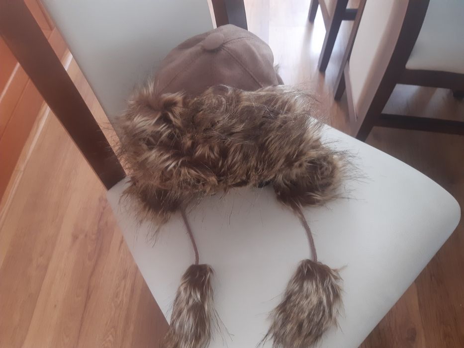 Nowa czapka uszatka, brązowa, polski producent