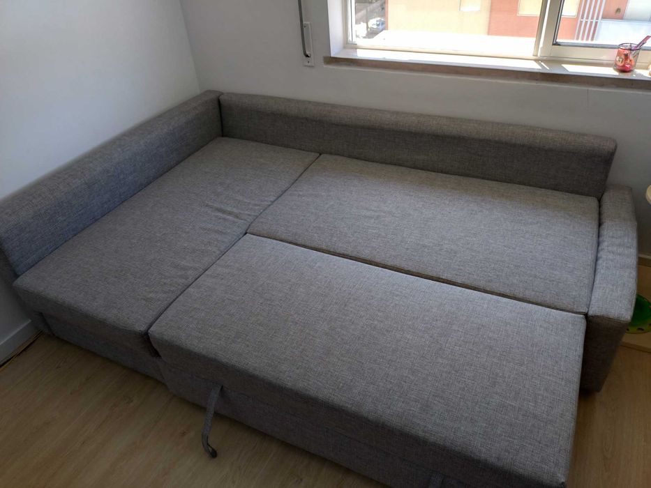 IKEA FRIHETEN sofá-cama de canto c/arrumação, cinz