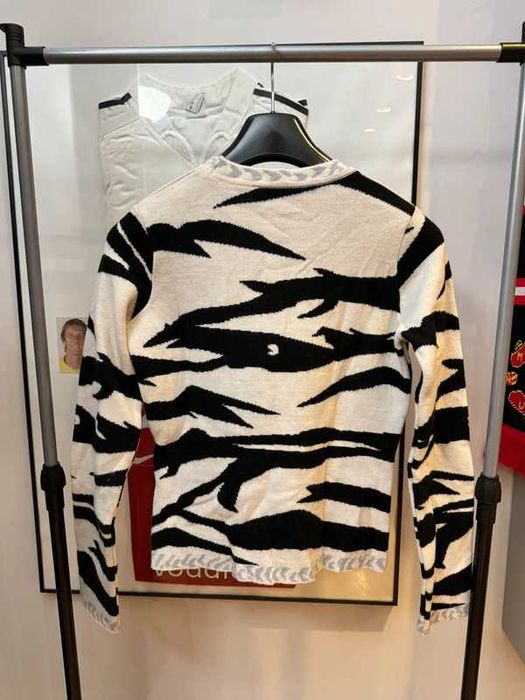 Sweter damski Kenzo Jeans 80s Wool Zebra Zip Sweater 34