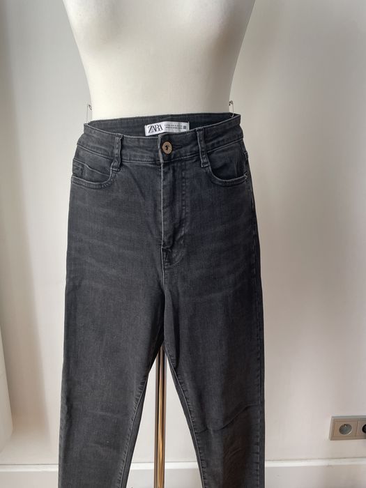Grafitowe nowe spodnie jeansy zara S