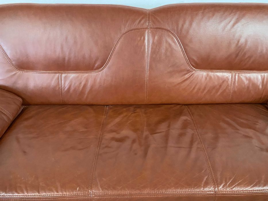 Шкіряний розкладний диван+2крісла з натуральноі шкіри