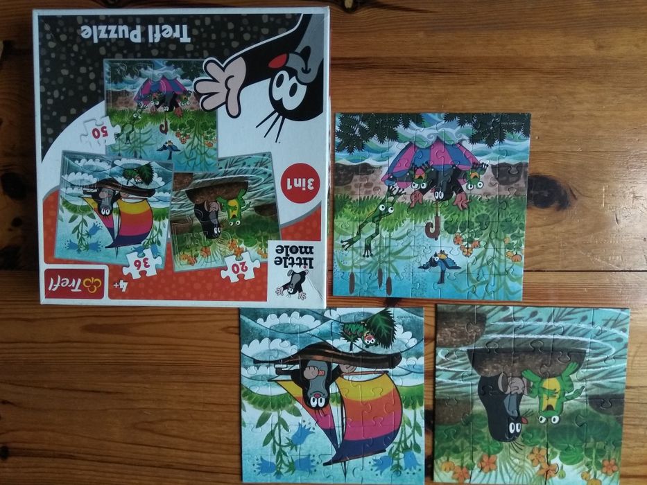 Puzzle 3 w 1 Krecik Little mole Trefl 4+ 20, 36 i 50 elementów i