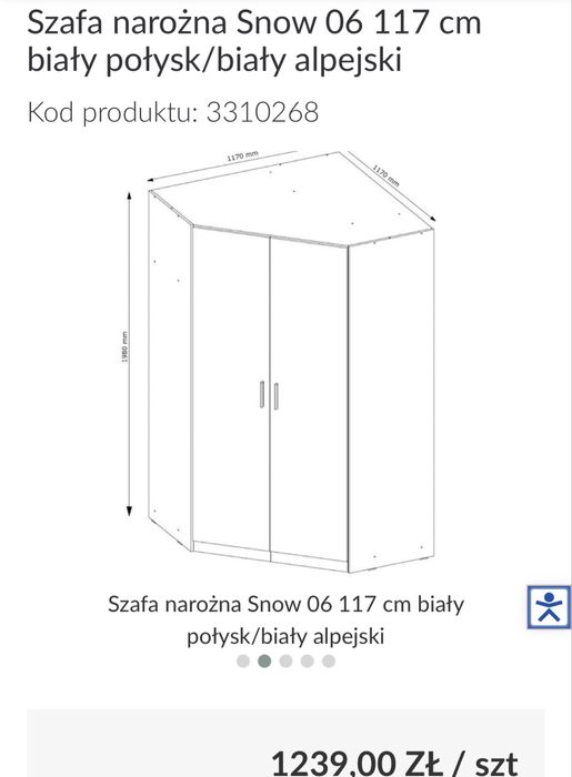 Szafa narożna Snow stan bd