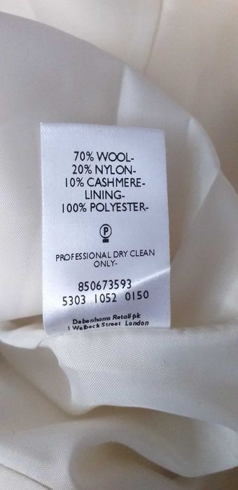 Jesienno-wiosenny welniany płaszczyk rozm.42