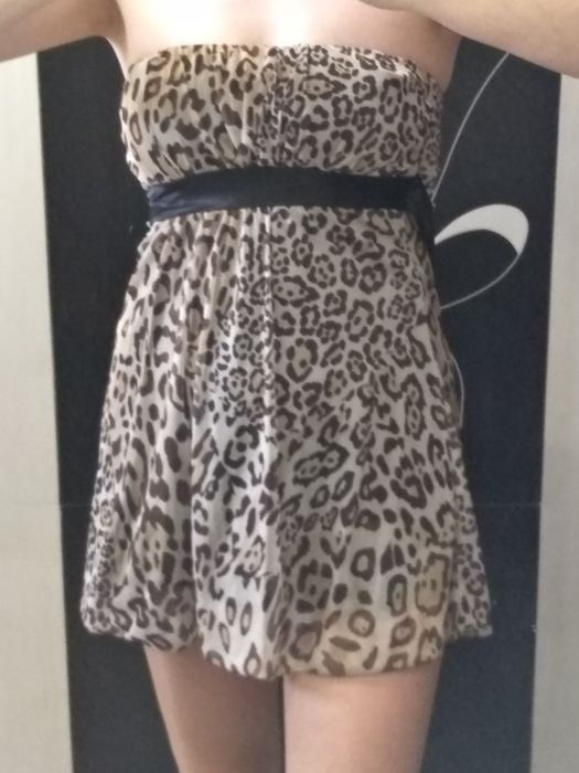 Bluzka tunika bez ramiączek panterka r.L/40