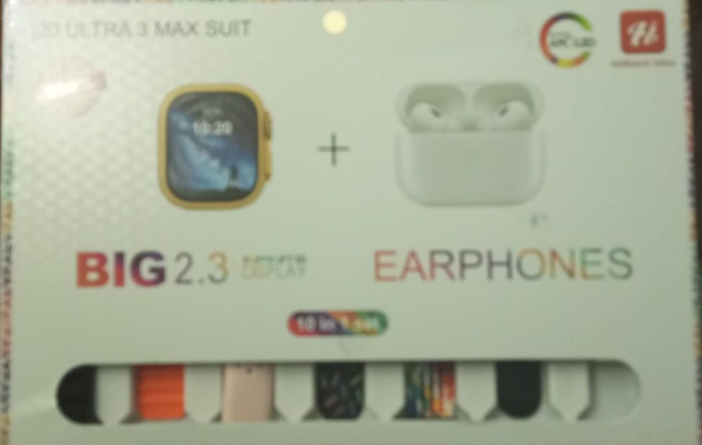 Smartuatch e  earphones novo