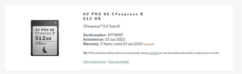 Karta pamięci Angelbird Av Pro Se Cfexpress 2.0 Type B 512Gb 1785 Mb/S (AVP512CFXBSE)      Gwarancja