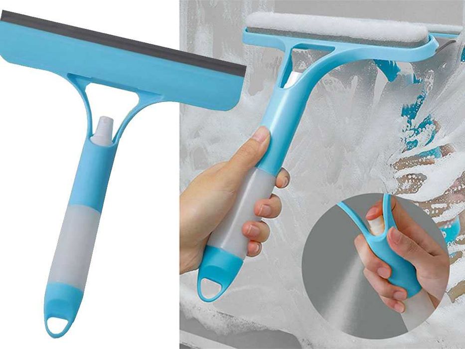 Szczotka myjka do szyb i kabin ze ściągaczką spray
