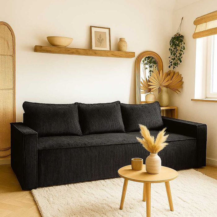 Rozkładana kanapa sofa KENZO sztruks poso + pojemnik na pościel