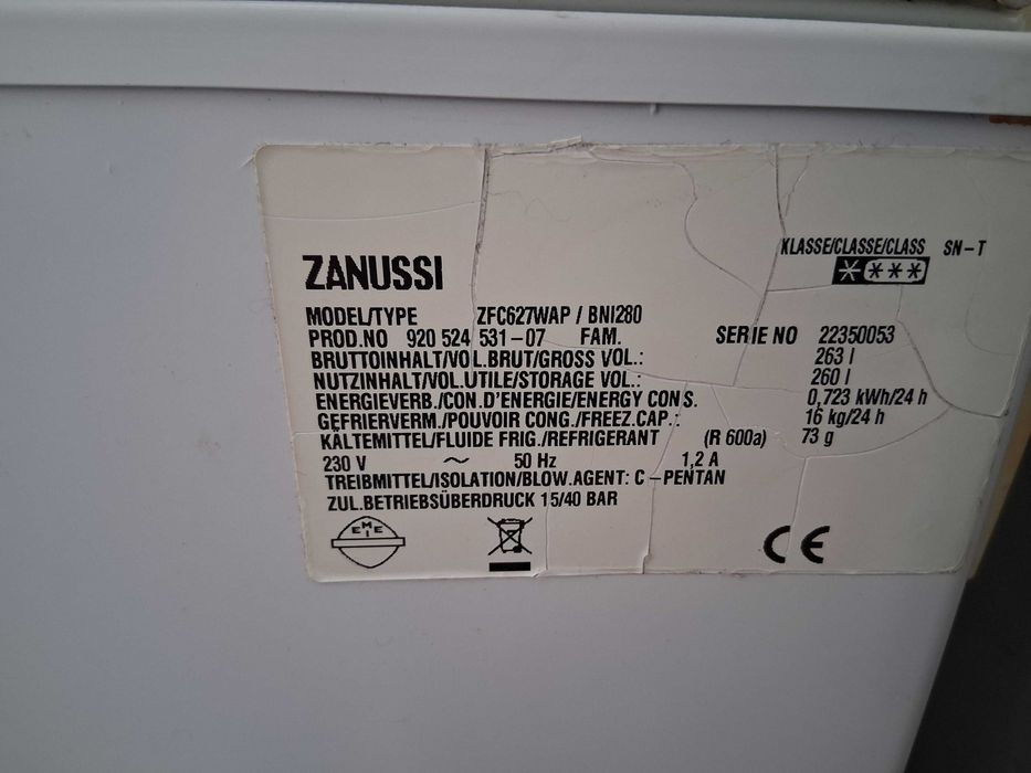 Arca congeladora horizontal Zanussi 260L