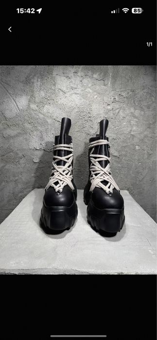 Черевики Rick Owens Mega lace Tractor boots чорні ботинки geobasket