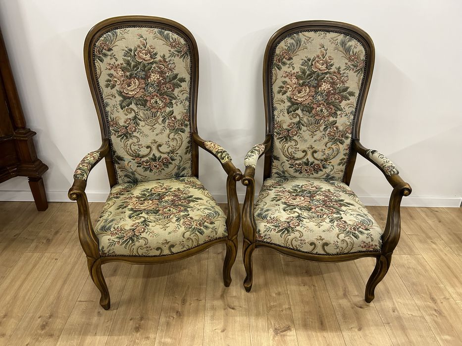 Fotele stylowe komplet dwie sztuki gobelin