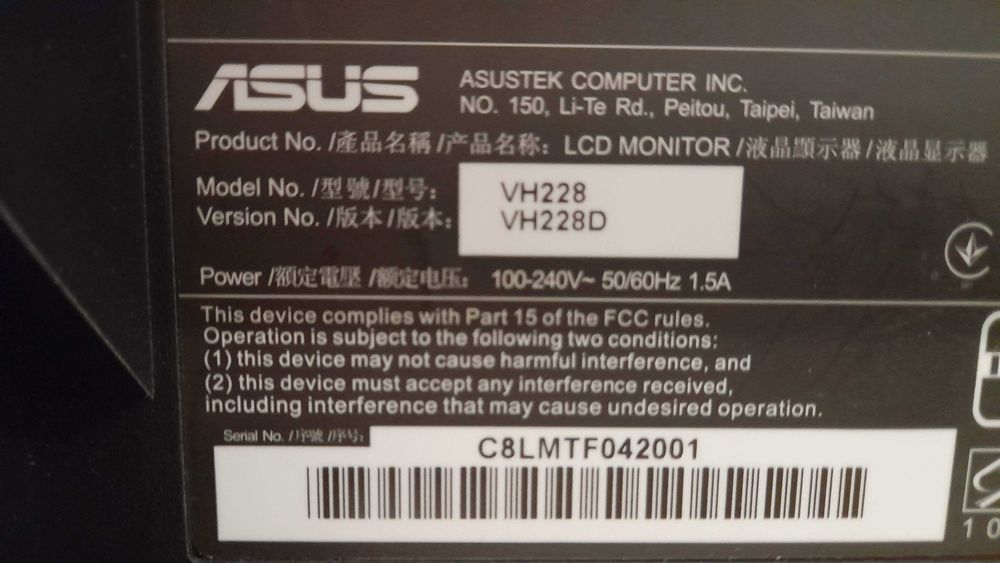 monitor Asus 22 polgadas