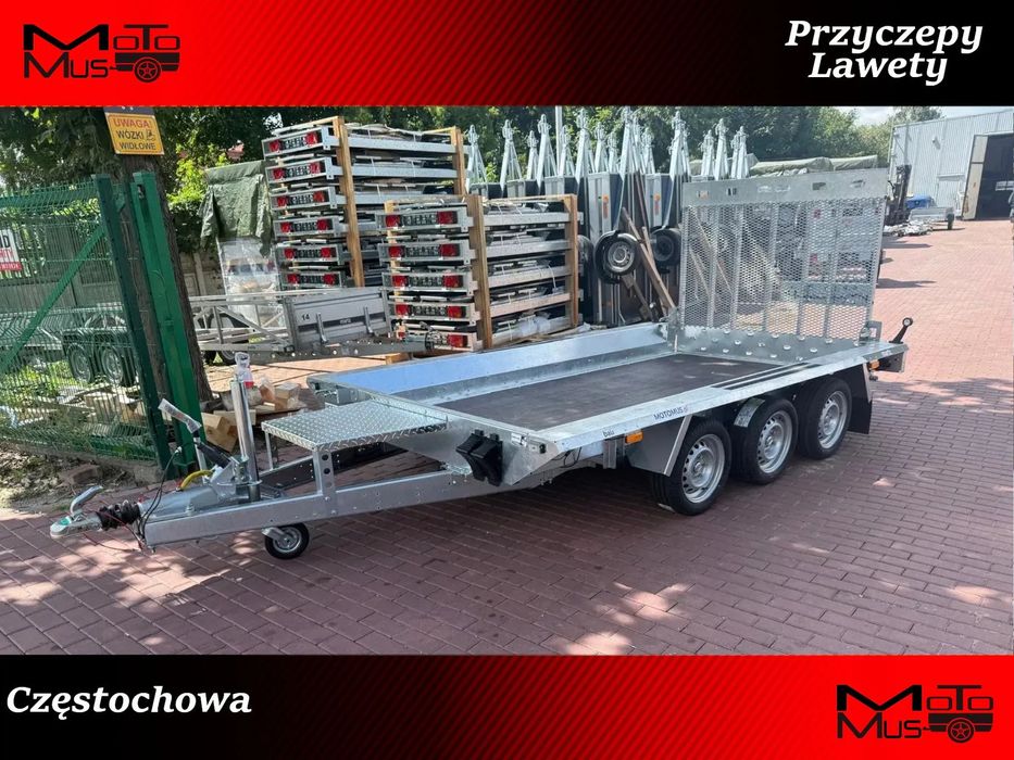 Martz Przyczepa do przewozu sprzętu budowlanego Martz Bau 350x160 3500kg 3 osie pod koparke koparka walec MOTOMUS od ręki  Przyczepa do przewozu sprzętu budowlanego Martz Bau 350x160 3500kg