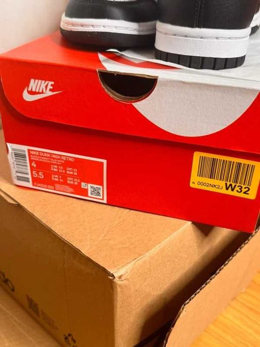 Nike Dunk High biało-czarne z niebieskim Swoosh | nowe z metką, r.36