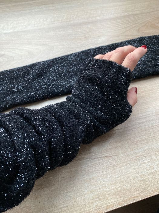 Wełniane długie rękawiczki bez palców