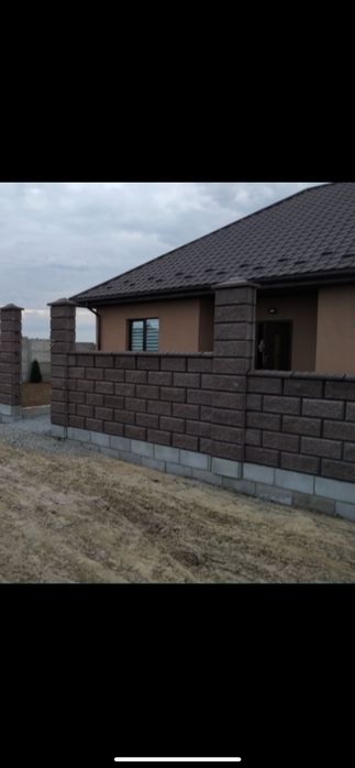 Блоки парканні ГАЗОБЛОК європаркан бетонний бруківка блок рваний цегла