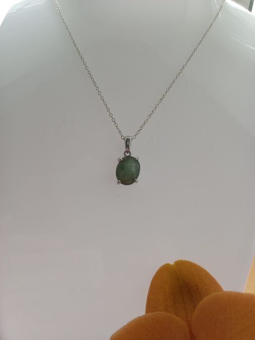 Fio em Prata 925 com Esmeralda Natural Certificada