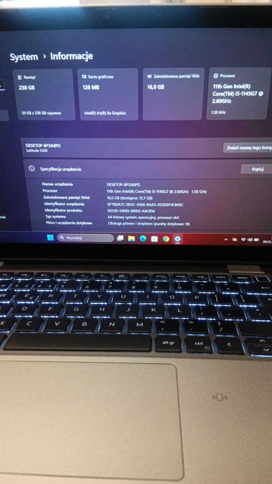 Laptop/Tablet Dell 5320 I5 1145G7/16gb/256SSD/13IPS/Windows 11PRO