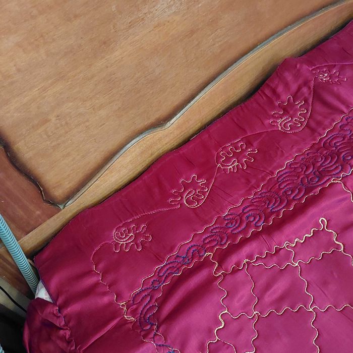Colcha acolchoada bordada dupla face64729900118403123
