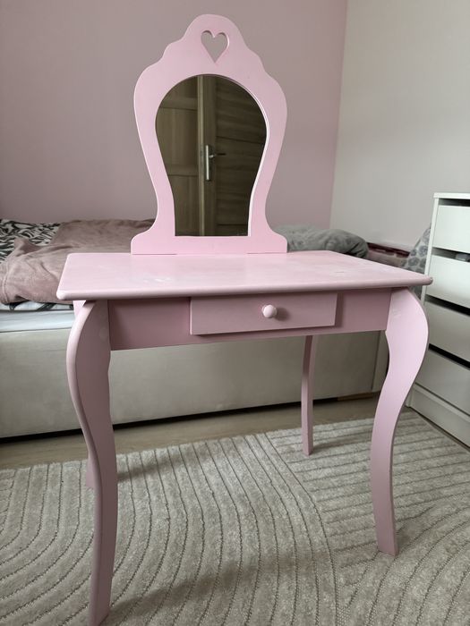 Toaletka drewniana różowa z lustrem ecotoys